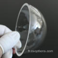 Dôme en verre de silice fondue de 130 mm de diamètre monté